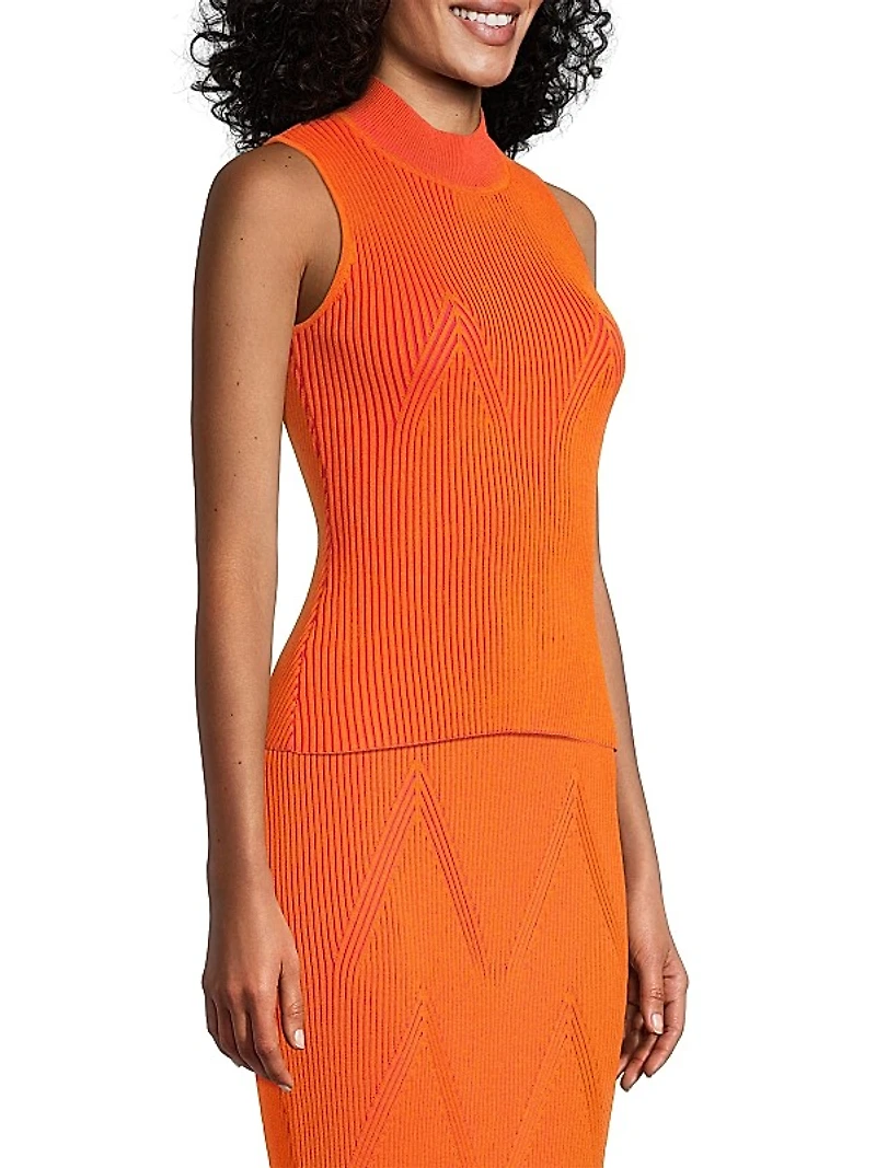 Rib-Knit Mock Turtleneck Top