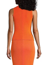 Rib-Knit Mock Turtleneck Top