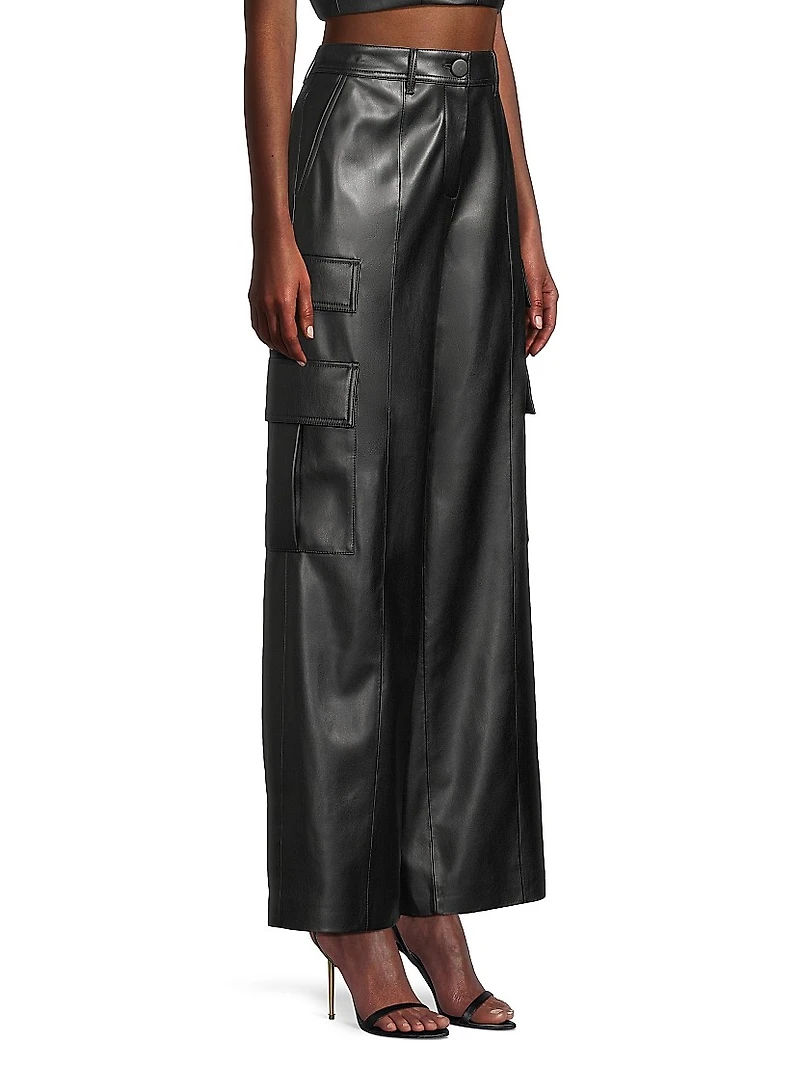 Tobias Faux Leather Cargo Pants
