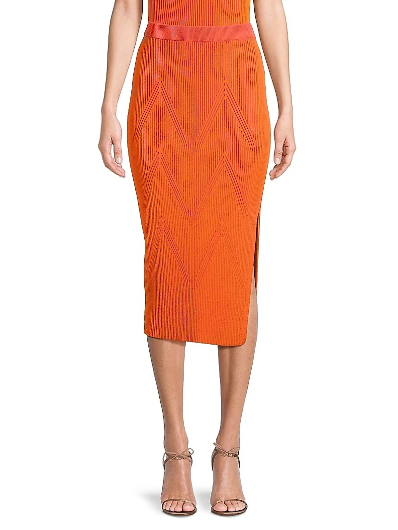 Ribbed-Knit Midi-Skirt