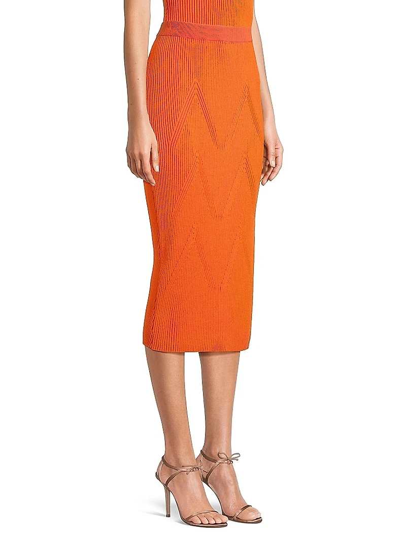 Ribbed-Knit Midi-Skirt