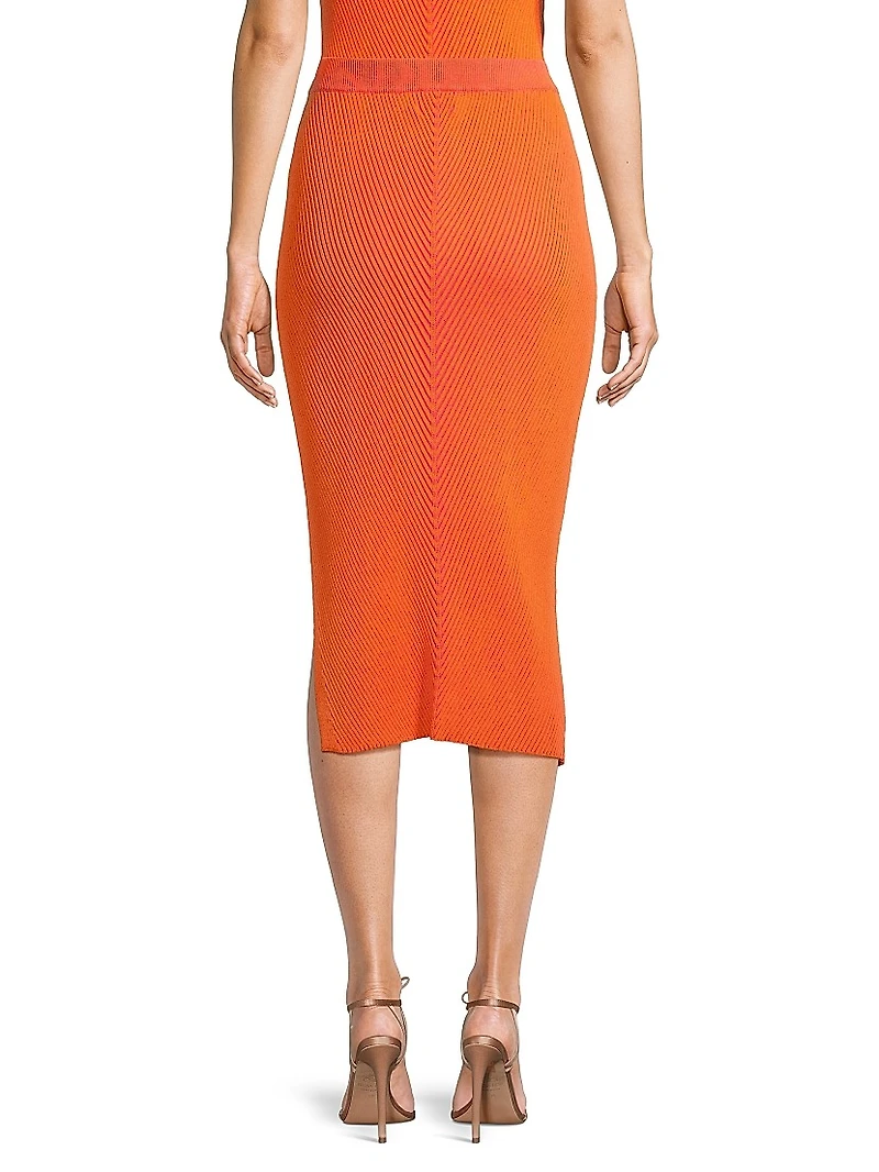 Ribbed-Knit Midi-Skirt