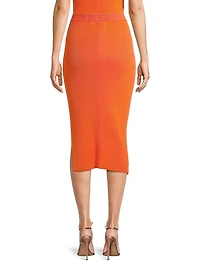 Ribbed-Knit Midi-Skirt