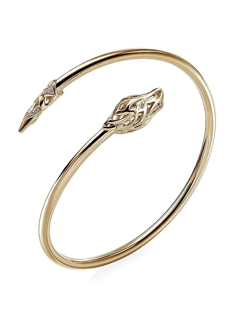 Naga Dragon 14K Yellow Gold & 0.10 TCW Diamond Slim Cuff