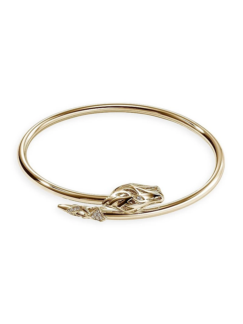 Naga Dragon 14K Yellow Gold & 0.10 TCW Diamond Slim Cuff