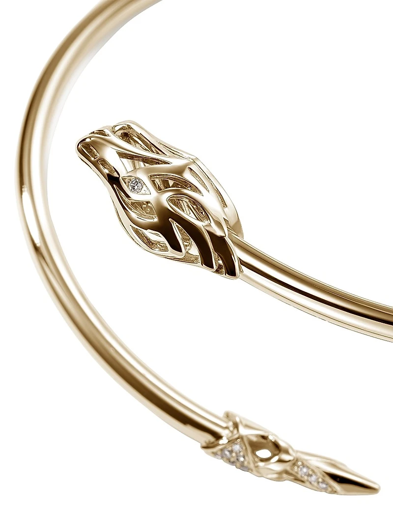 Naga Dragon 14K Yellow Gold & 0.10 TCW Diamond Slim Cuff