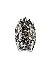 Naga Dragon Sterling Silver, 14K Yellow Gold & Multi-Gemstone Saddle Ring