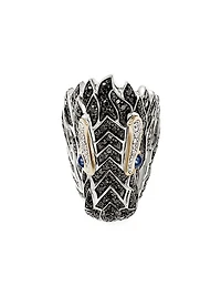 Naga Dragon Sterling Silver, 14K Yellow Gold & Multi-Gemstone Saddle Ring