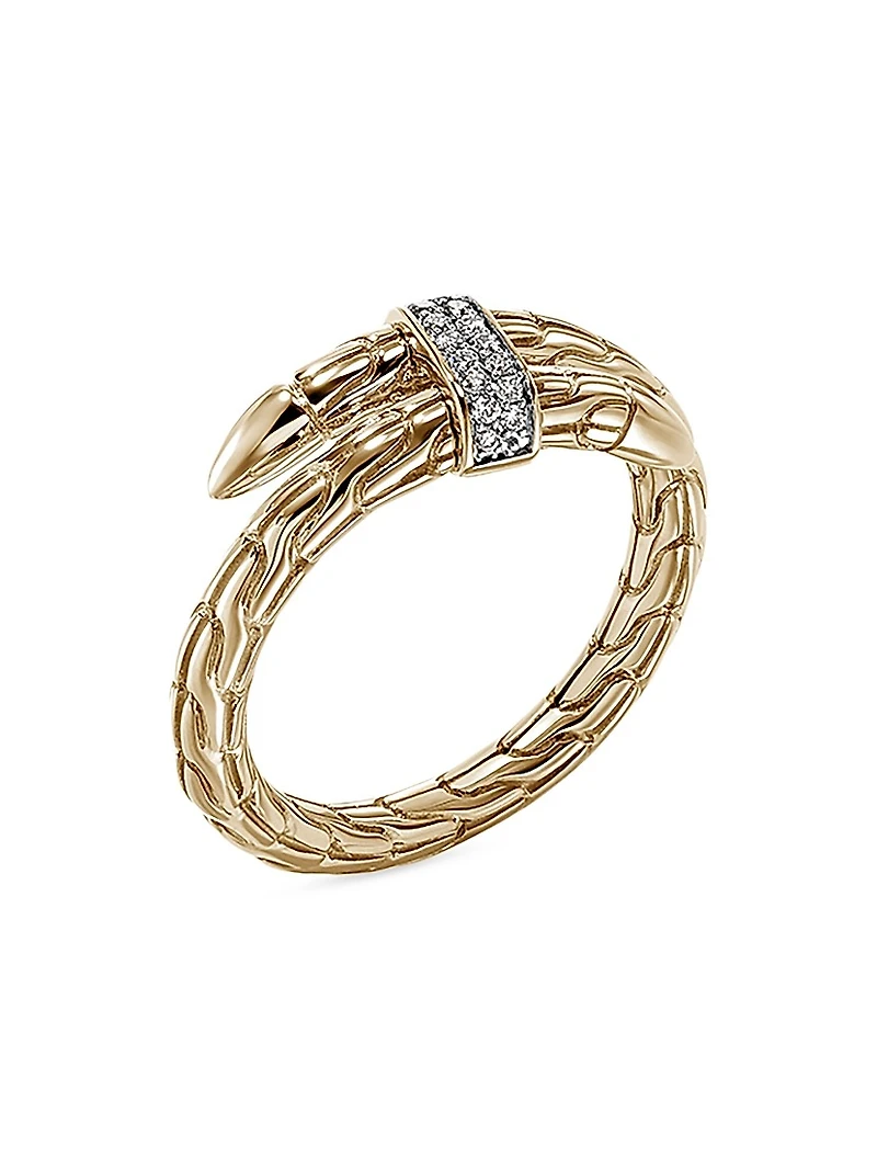 Chain Classic Spear Single Coil 14K Yellow Gold & 0.08 TCW Diamond Ring