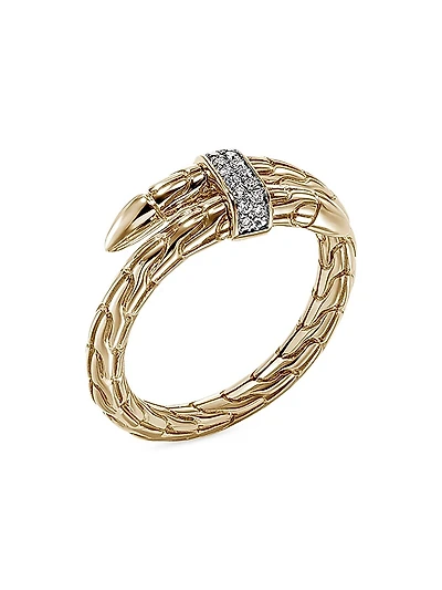 Chain Classic Spear Single Coil 14K Yellow Gold & 0.08 TCW Diamond Ring