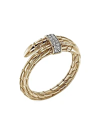 Chain Classic Spear Single Coil 14K Yellow Gold & 0.08 TCW Diamond Ring