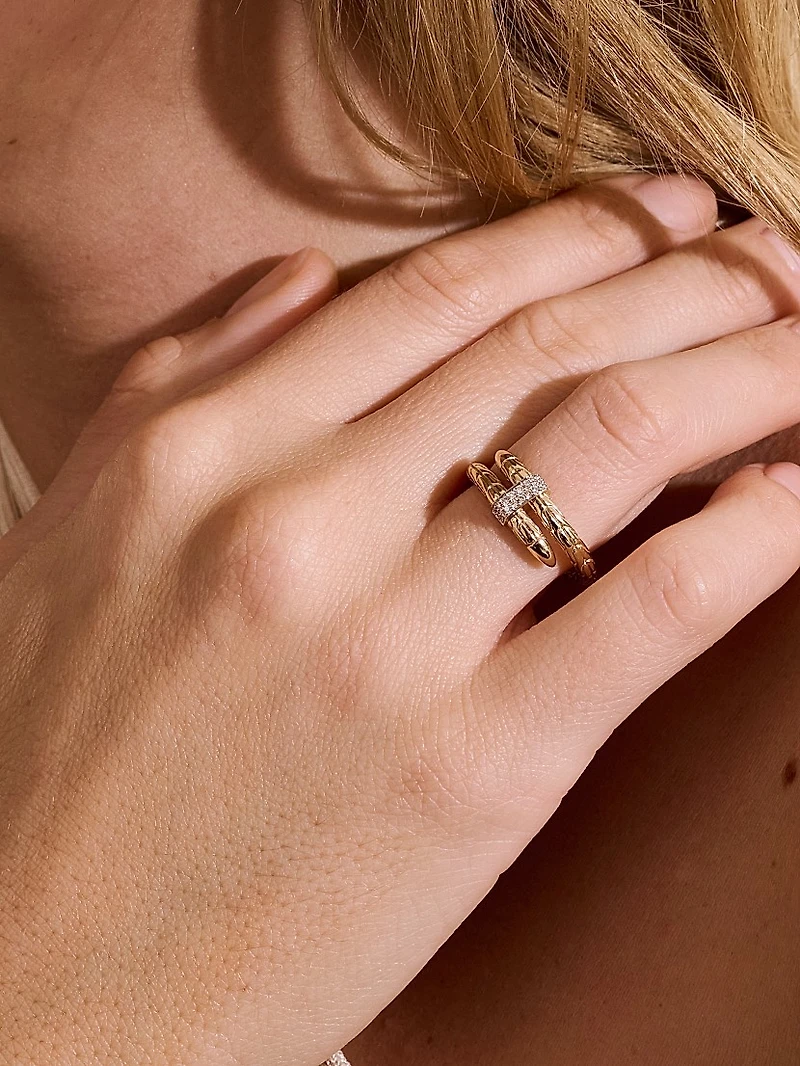 Chain Classic Spear Single Coil 14K Yellow Gold & 0.08 TCW Diamond Ring