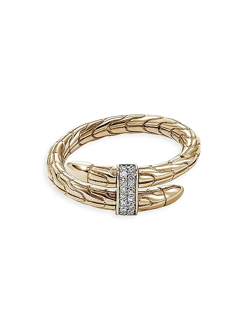 Chain Classic Spear Single Coil 14K Yellow Gold & 0.08 TCW Diamond Ring