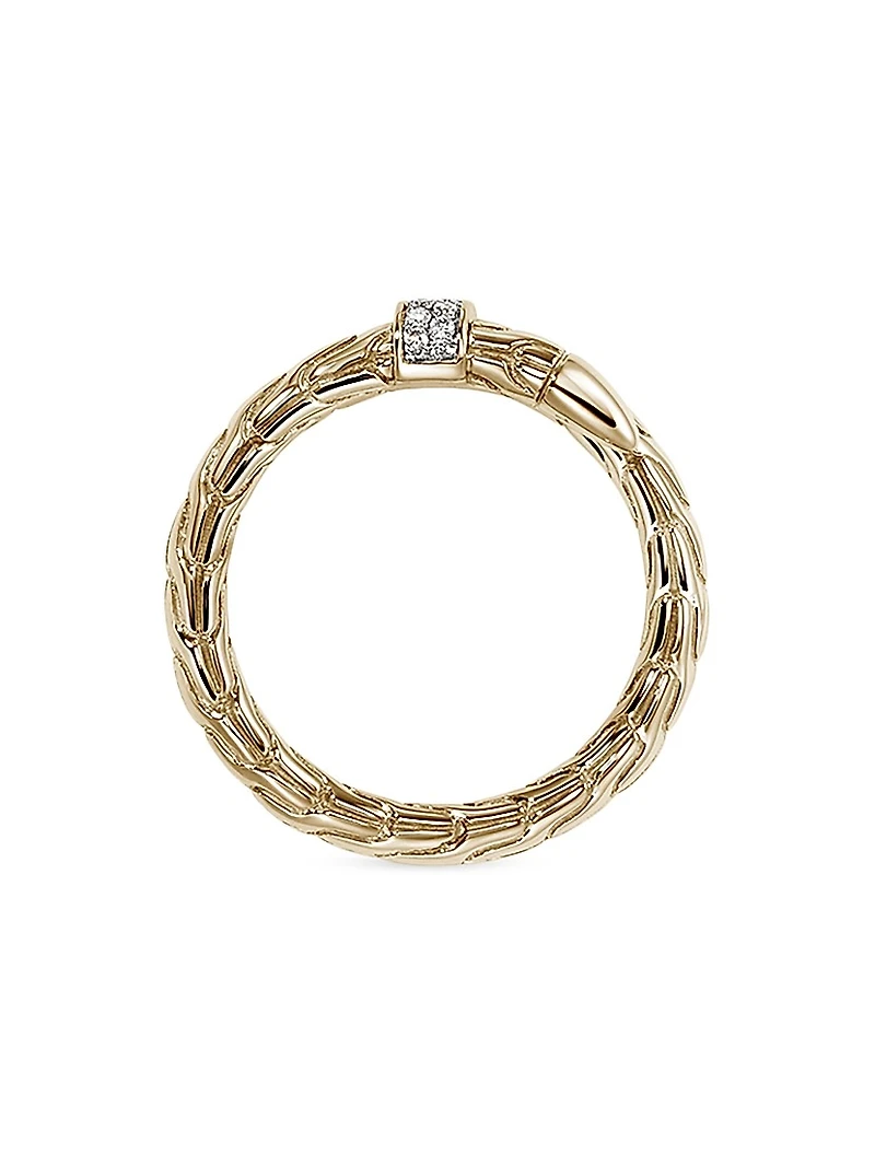 Chain Classic Spear Single Coil 14K Yellow Gold & 0.08 TCW Diamond Ring