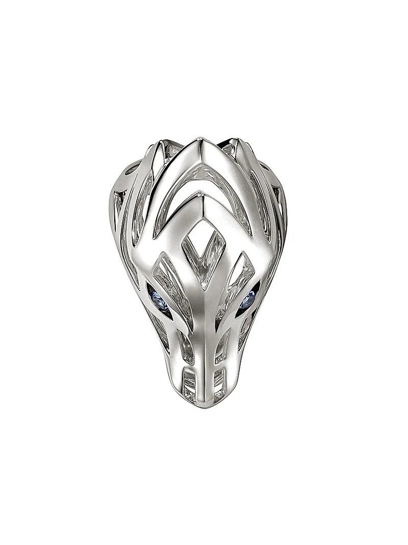 Naga Dragon Sterling Silver & Blue Sapphire Saddle Ring