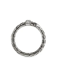 Chain Classic Spear Single Coil Sterling Silver & 0.08 TCW Diamond Ring