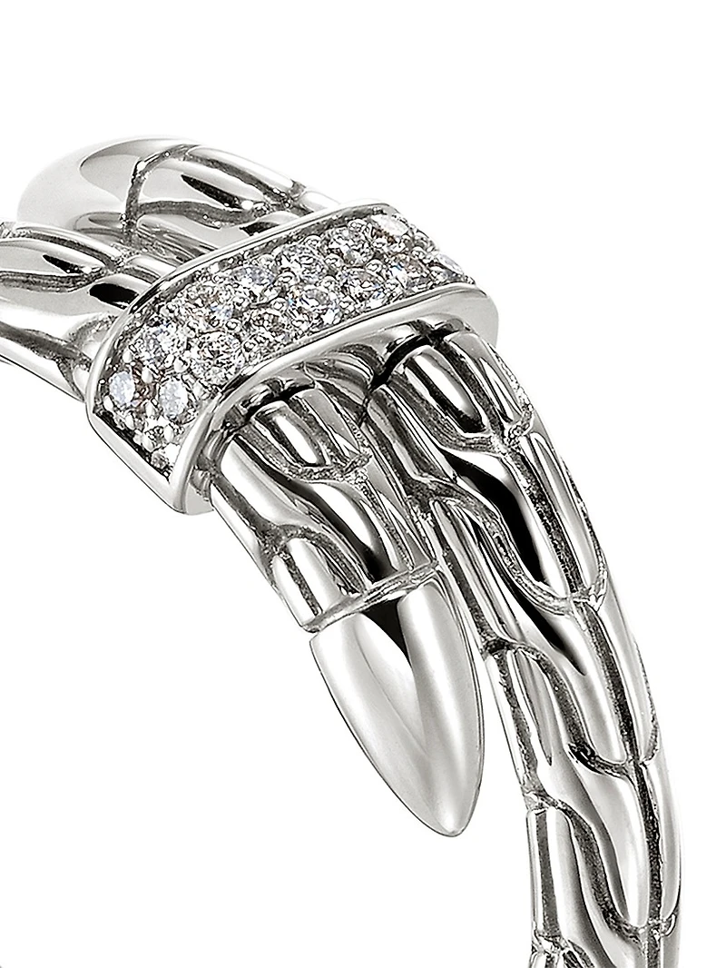 Chain Classic Spear Single Coil Sterling Silver & 0.08 TCW Diamond Ring