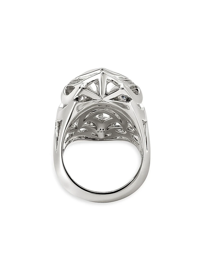 Naga Dragon Sterling Silver, 0.14 TCW Diamond & Blue Sapphire Saddle Ring