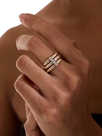 Chain Classic Spear Double Coil 14K Yellow Gold & 0.12 TCW Diamond Ring