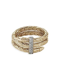 Chain Classic Spear Double Coil 14K Yellow Gold & 0.12 TCW Diamond Ring