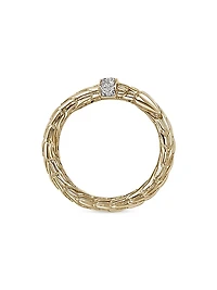 Chain Classic Spear Double Coil 14K Yellow Gold & 0.12 TCW Diamond Ring