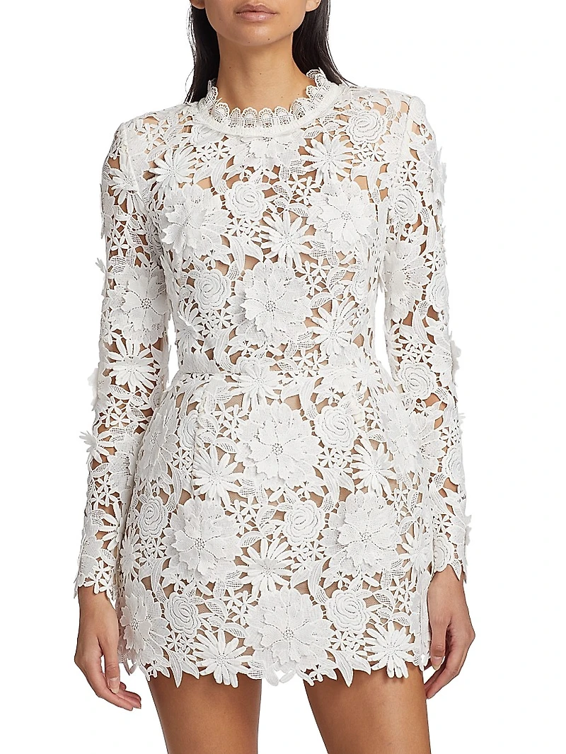 Maia Lace Long-Sleeve Minidress