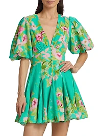 Floral Cotton & Linen Minidress
