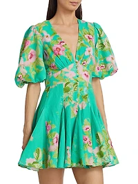 Floral Cotton & Linen Minidress