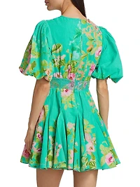 Floral Cotton & Linen Minidress