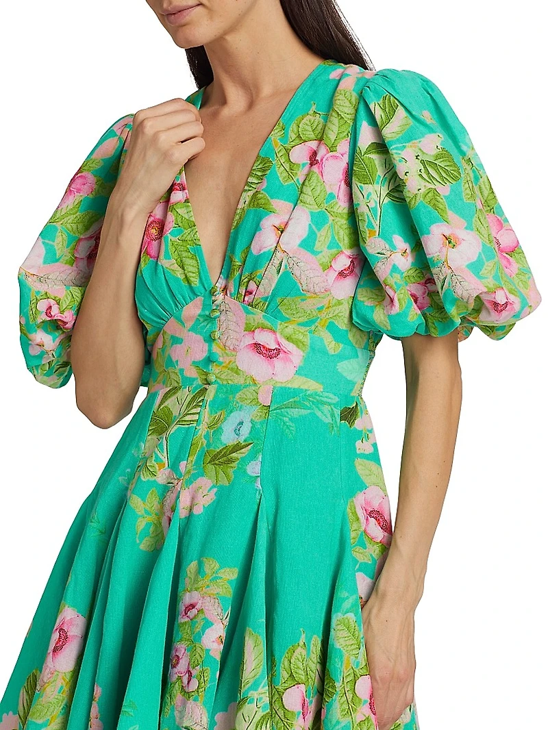 Floral Cotton & Linen Minidress