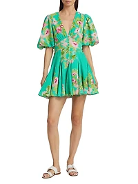 Floral Cotton & Linen Minidress