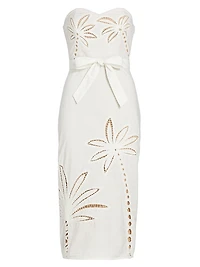 Lani Strapless Embroidered Cotton Midi-Dress