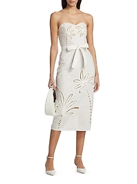 Lani Strapless Embroidered Cotton Midi-Dress
