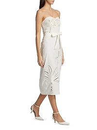 Lani Strapless Embroidered Cotton Midi-Dress