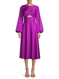 Satin Cut-Out Midi-Dress