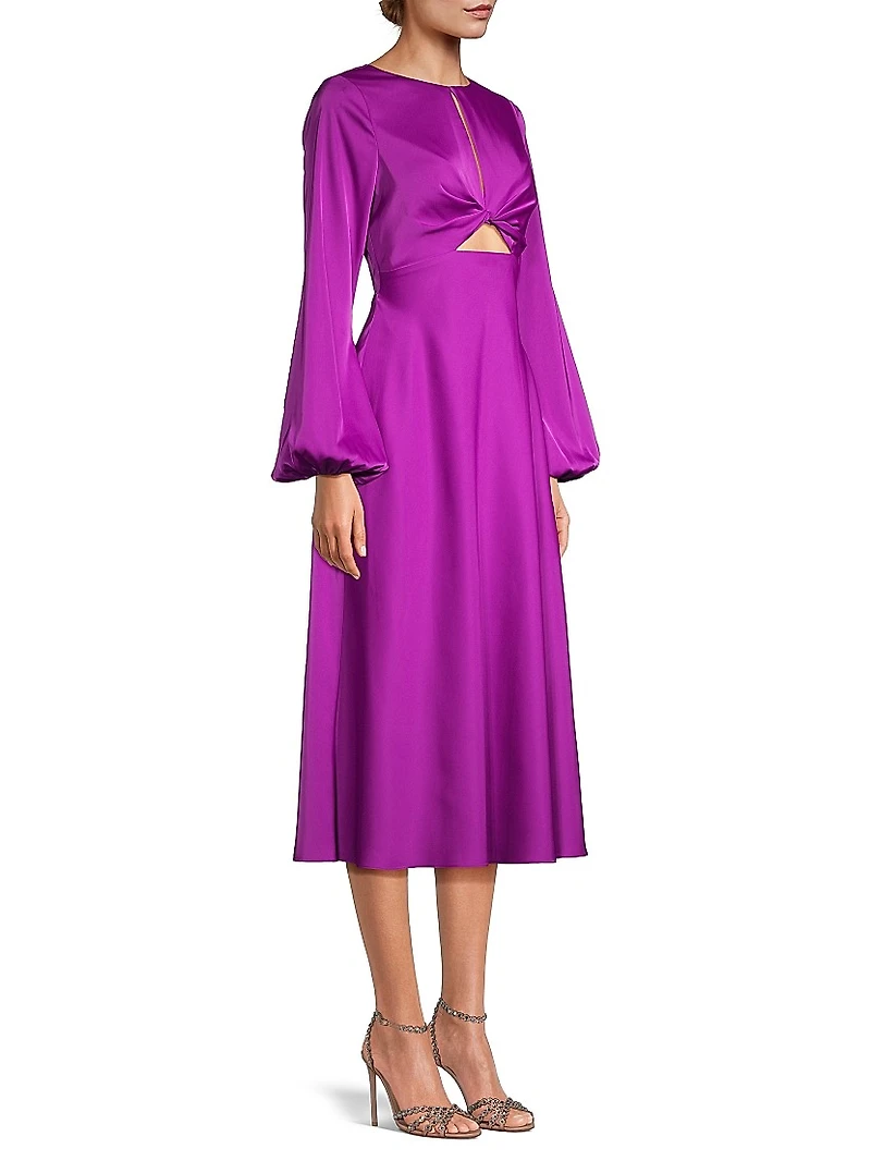 Satin Cut-Out Midi-Dress