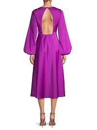 Satin Cut-Out Midi-Dress