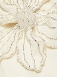 One-Shoulder Knit Appliqué Midi-Dress