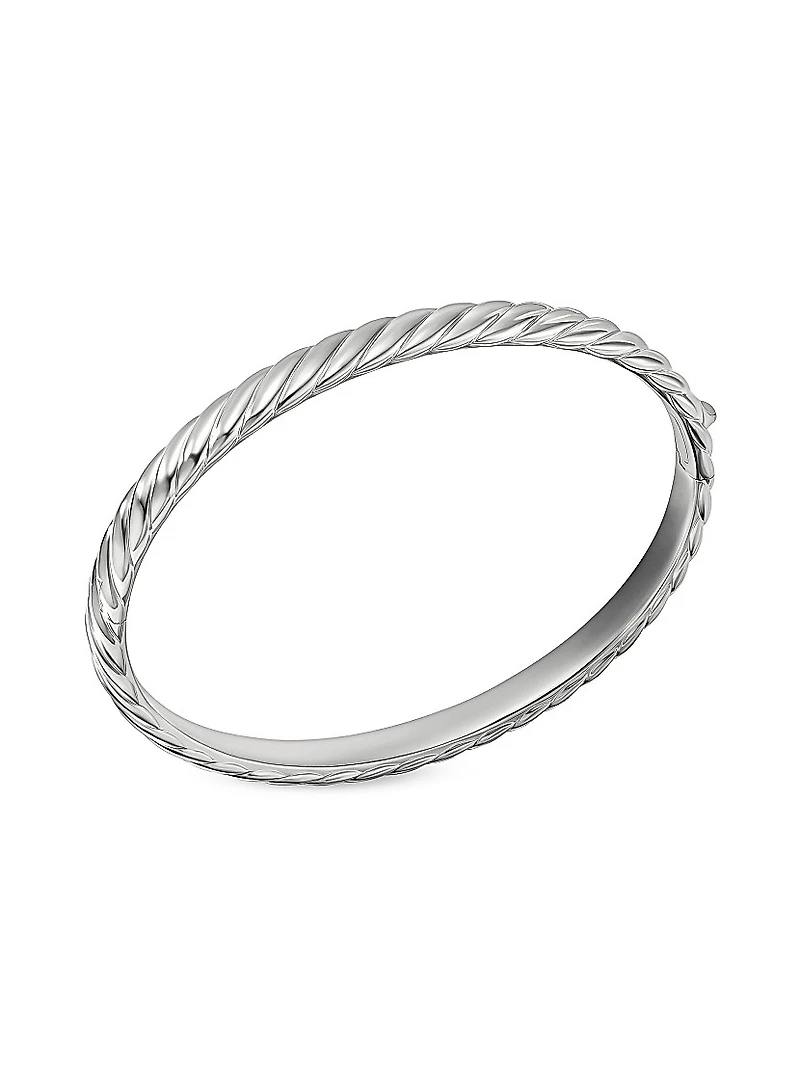 Sculpted Cable Bangle Bracelet 18K White Gold