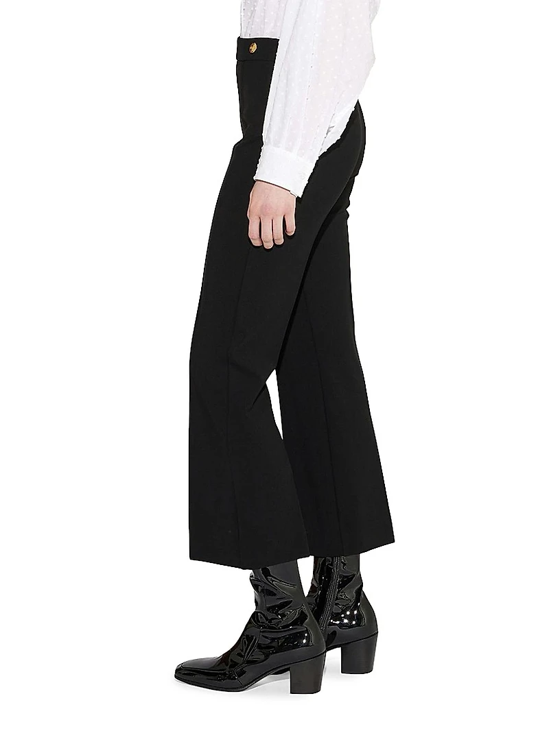 Lola High Density Crepe Stretch Cropped Flare Trousers