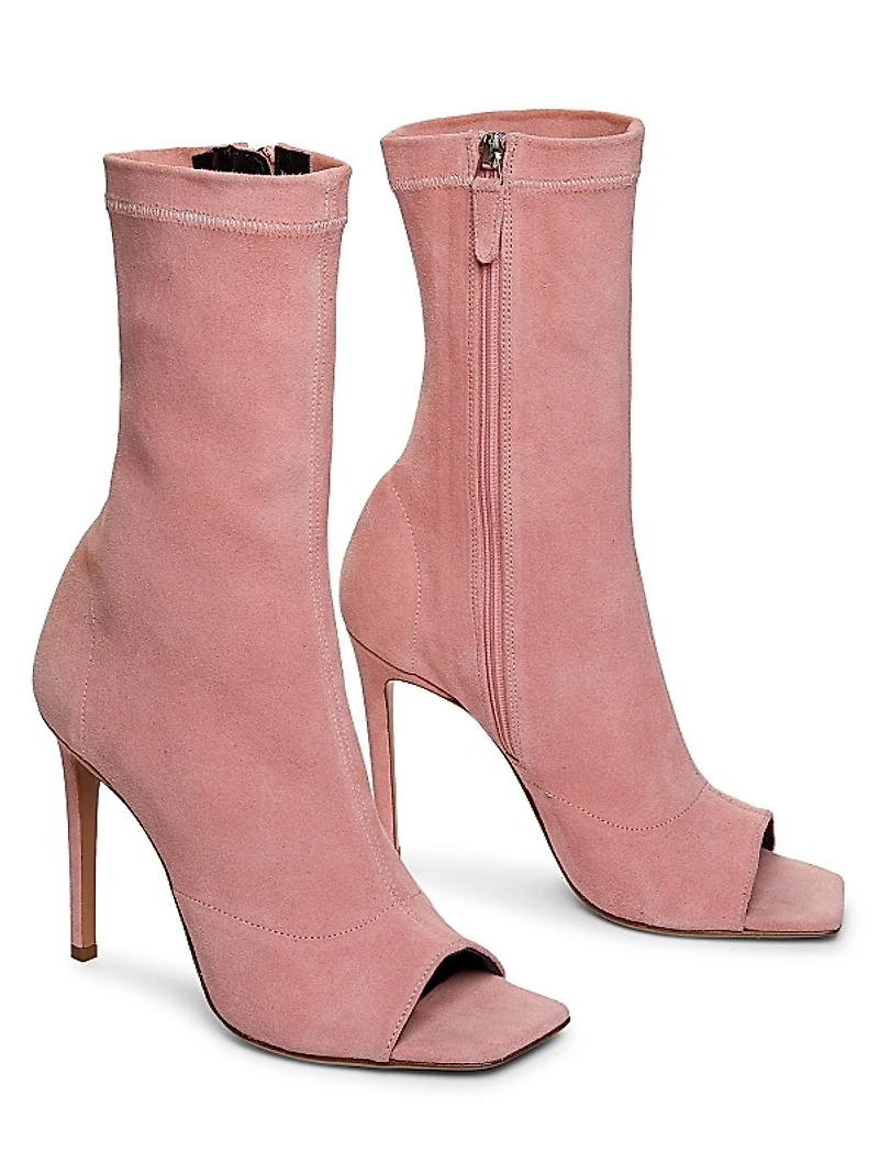 Amanda 105MM Suede Peep-Toe Booties