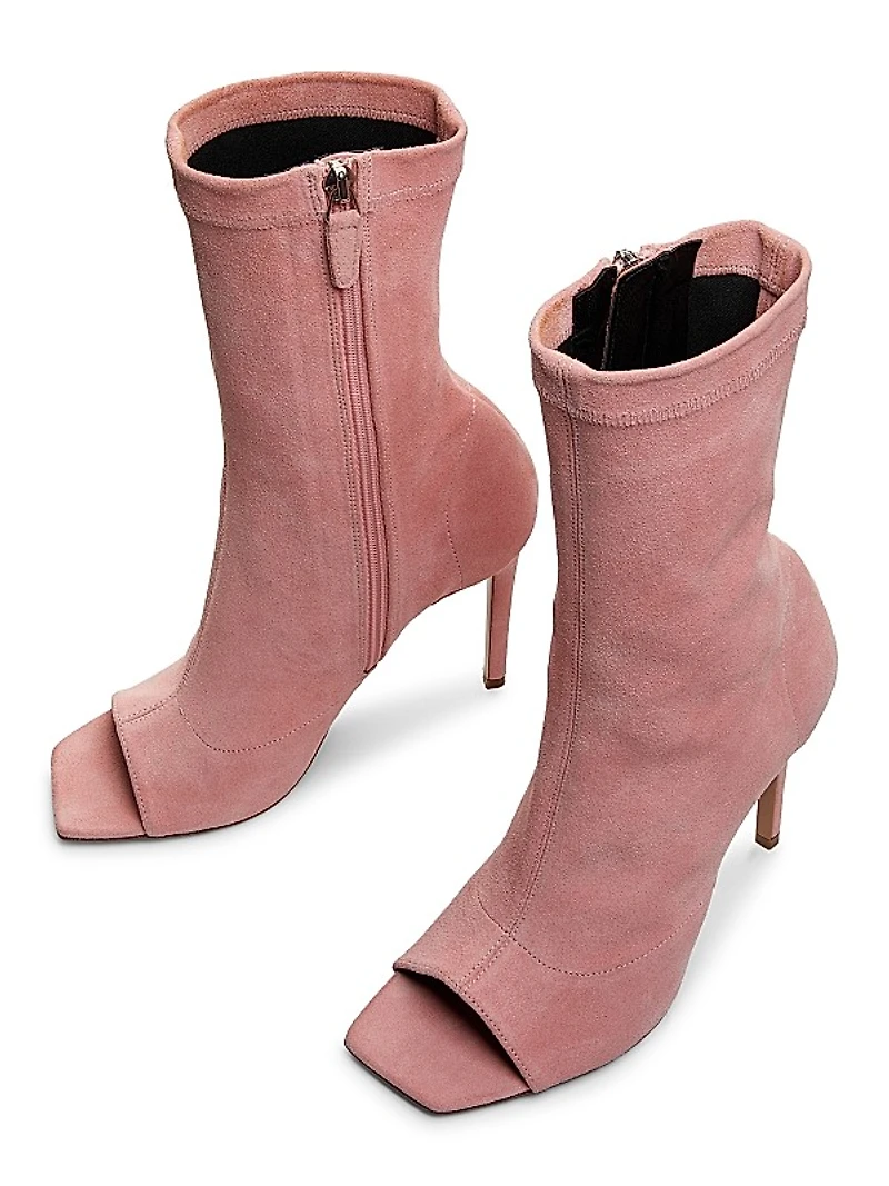 Amanda 105MM Suede Peep-Toe Booties