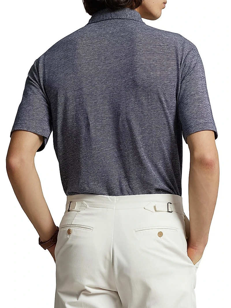 Linen-Blend Oxford Polo Shirt