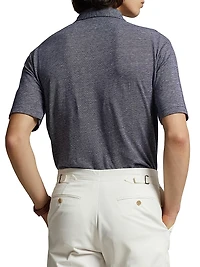 Linen-Blend Oxford Polo Shirt