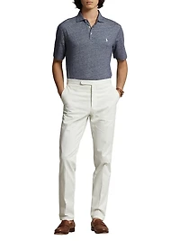 Linen-Blend Oxford Polo Shirt