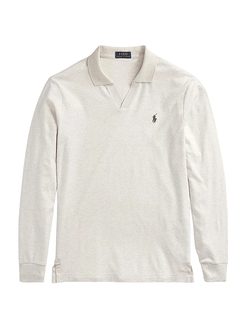 Interlock Cotton Long-Sleeve Polo Shirt