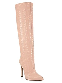 105MM Crocodile-Embossed Leather Boots