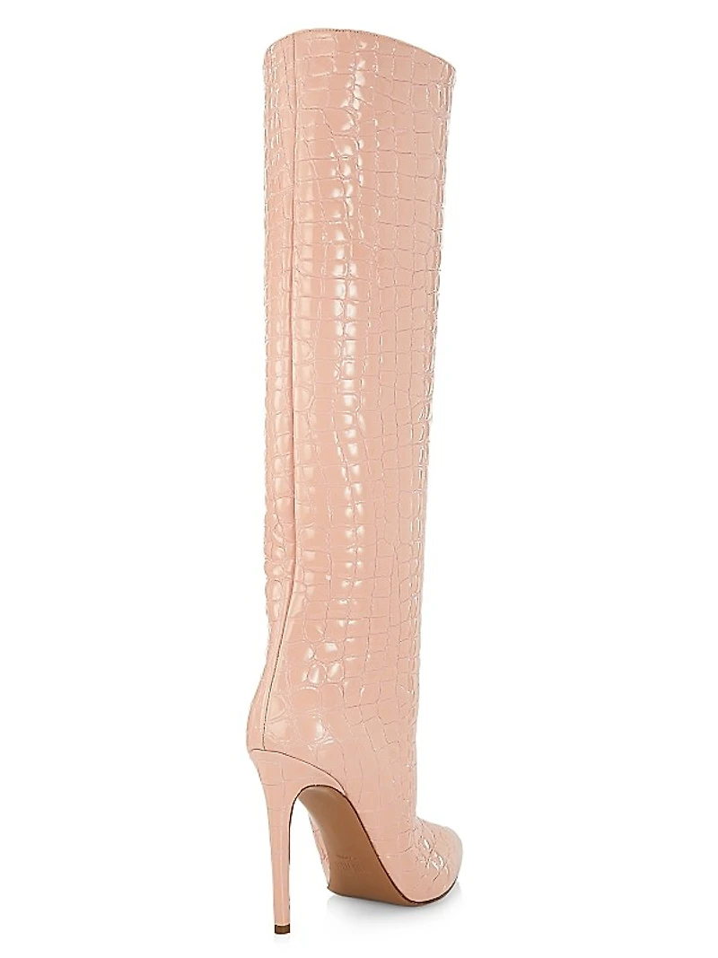 105MM Crocodile-Embossed Leather Boots