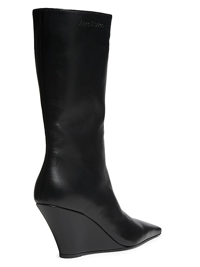 Brancesca 80MM Leather Wedge Boots