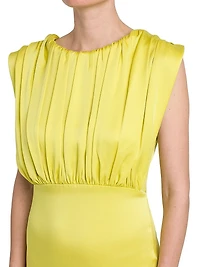 Satin Pleated Midi-Dress